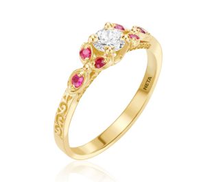 Vintage Diamond and Rubies Engagement Ring