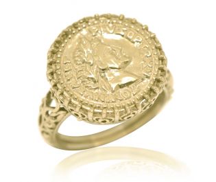Openwork Yellow Gold Coin Ring