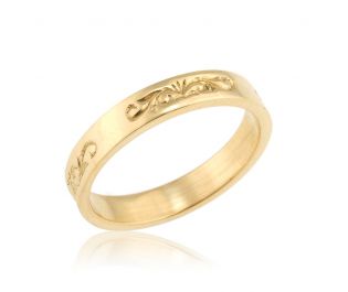 Classic Wedding Band with Vintage Style Engravings