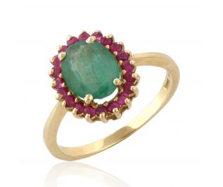 Victorian Style Floating Halo Emerald Ring