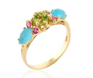 Colorful Art Nouveau Cocktail Ring 