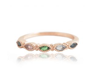 Half Eternity Marquise Gemstone Ring