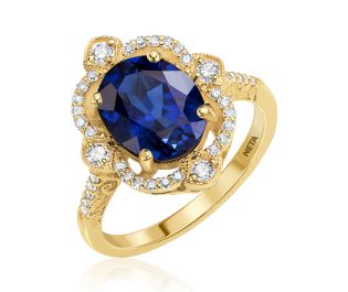 Josephine Sapphire and Diamonds Cocktail Ring 