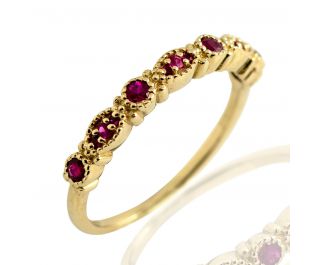 Edwardian Ruby Half Eternity Ring 14k Gold