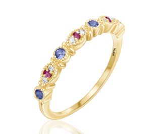 Edwardian Gemstone Half Eternity Ring