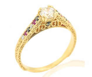 Edwardian Mixed Gemstone Engagement Ring
