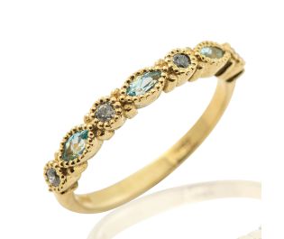 Edwardian Blue Eternity Ring with Rough Diamonds