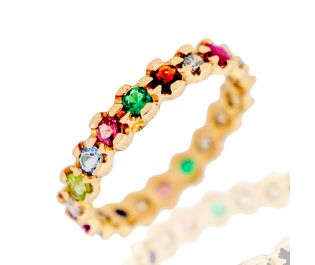 Multi Colored Gemstone Stone Ring