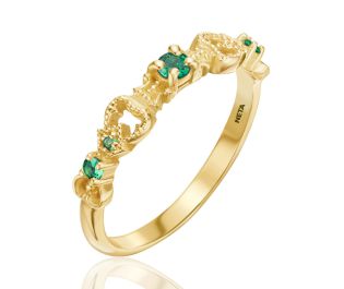 Dainty Emerald Yellow Gold Ring