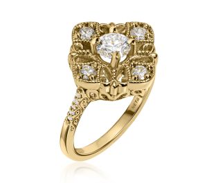 "Aura" Royal Crown Diamond Ring in Gold
