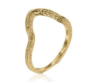 "Grace" Textured Gold Stacking / Wedding Ring